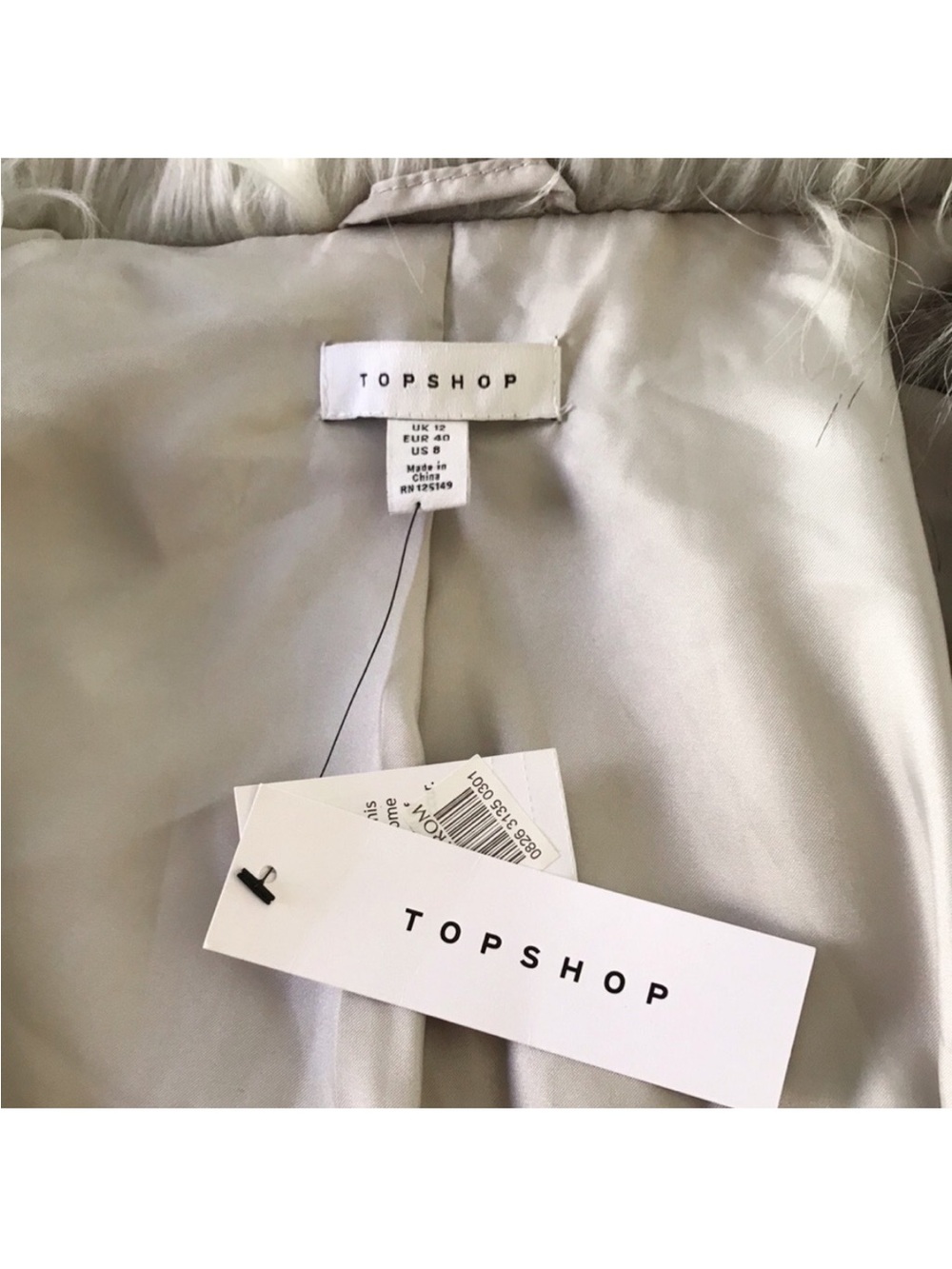 TOPSHOP Faux Fur Shag Jacket Coat 8 Gray - Picture 8 of 12